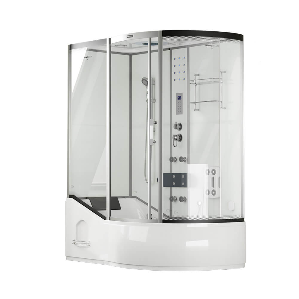 Ducha de vapor con hidromasaje allin 4in1 - 170 x 90 blanco derecha