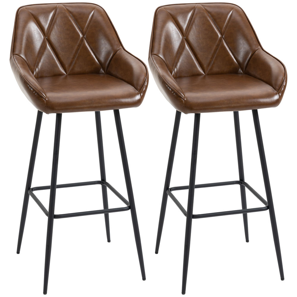 Bancos alto 50x47,5x102,5cm pu, espuma e aço color marrón Homcom
