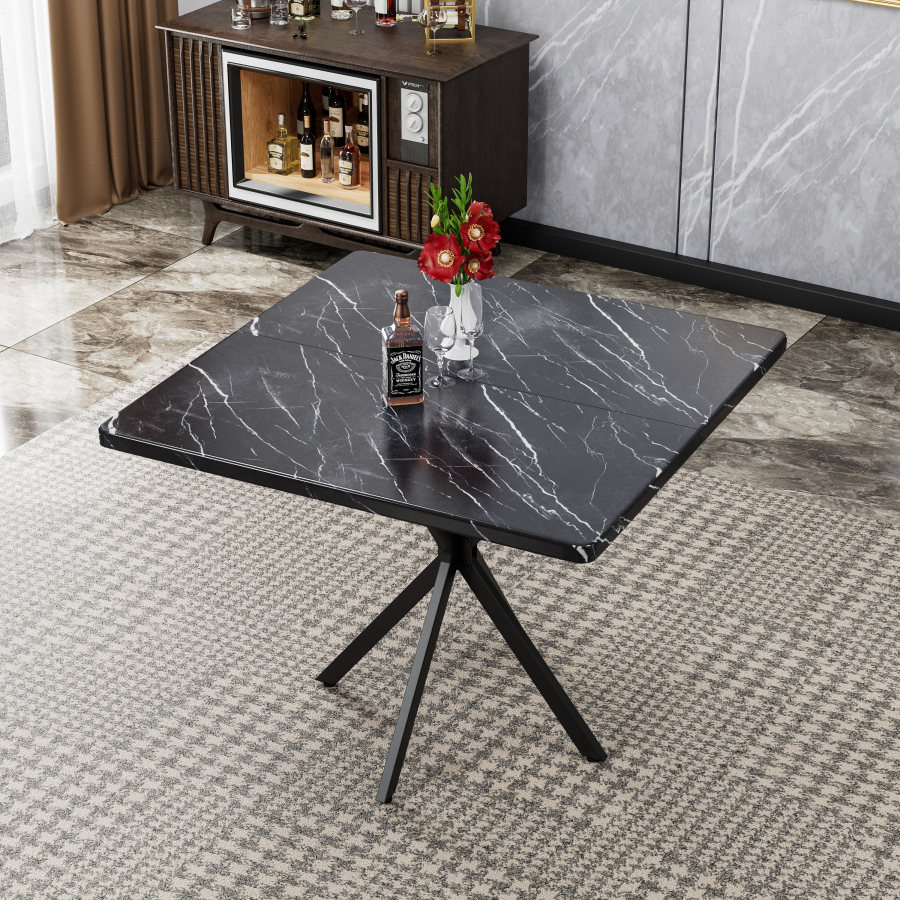Mesa de jantar quadrada preta mdf 98cm