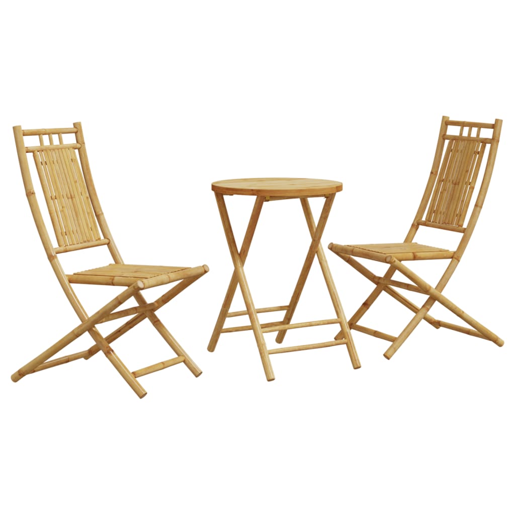 vidaXL juego de mesa y sillas de jardín 3 piezas bambú