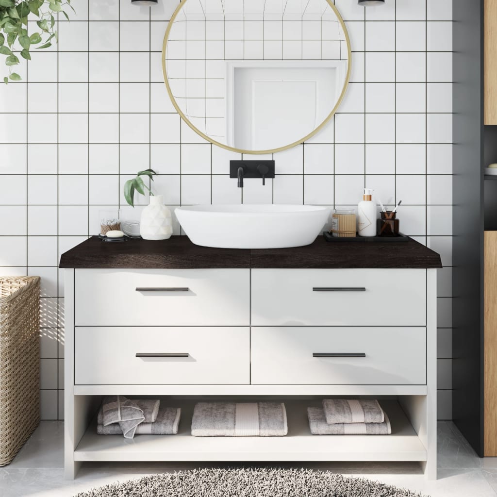 Bancada p/ wc 140x60x(2-6)cm madeira tratada maciça castanho ergft9736