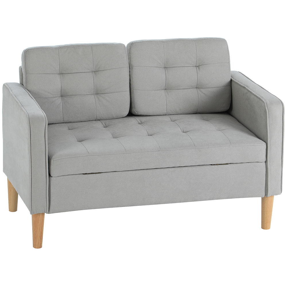Sofá dois lugare 117x62x78 cm veludo color gris Homcom, casa - sófas