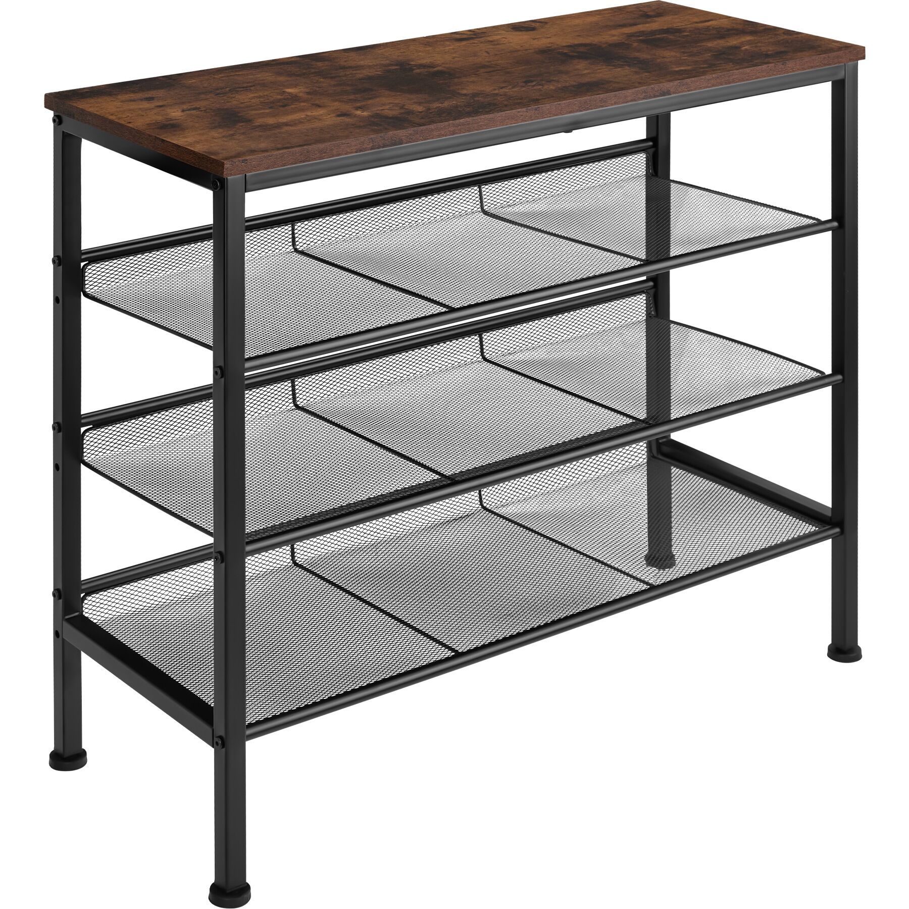 Sapateiro estilo industrial e 3 prateleiras 75,5x30,5x69,5cm madeira oscura