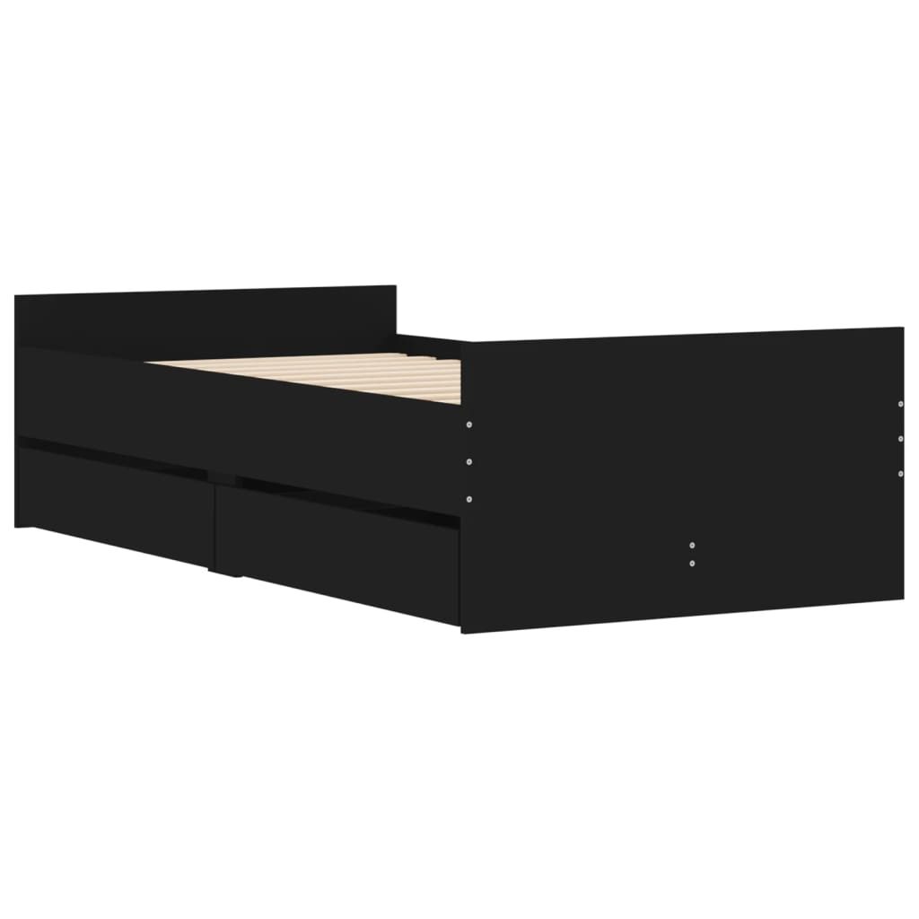 vidaXL estructura de cama individual sin colchón negro 75x190 cm