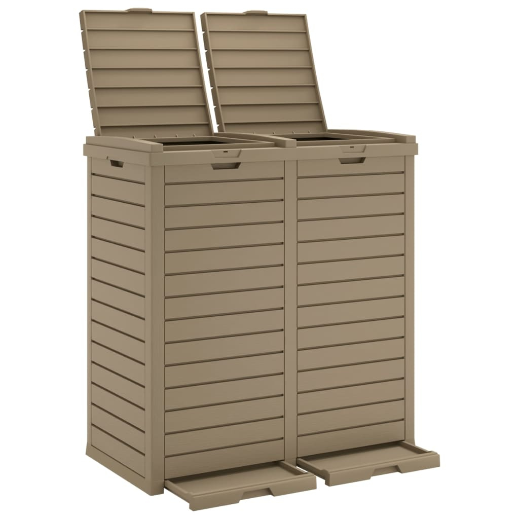 vidaXL lixeira para exterior polipropileno castanho claro 78x41x86 cm