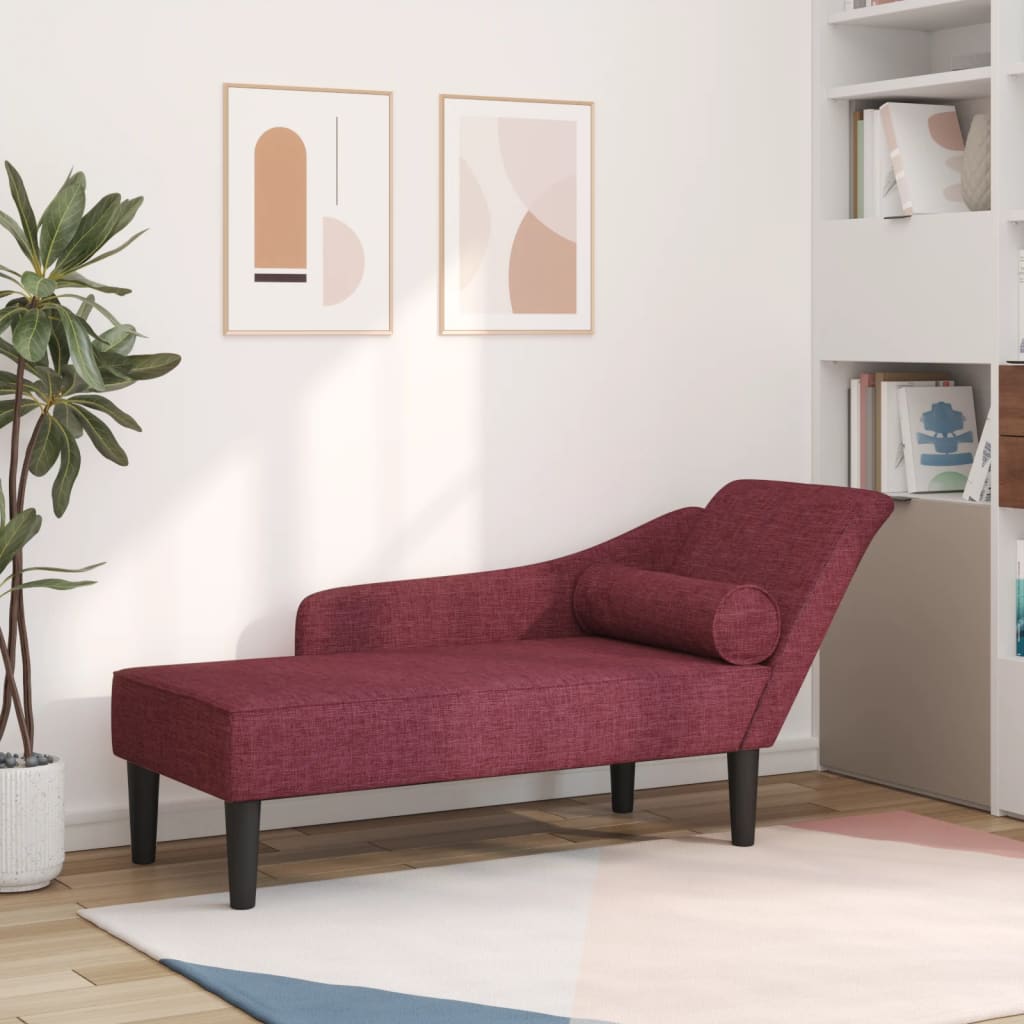 Chaise longue com almofadões tecido vermelho tinto wf530366