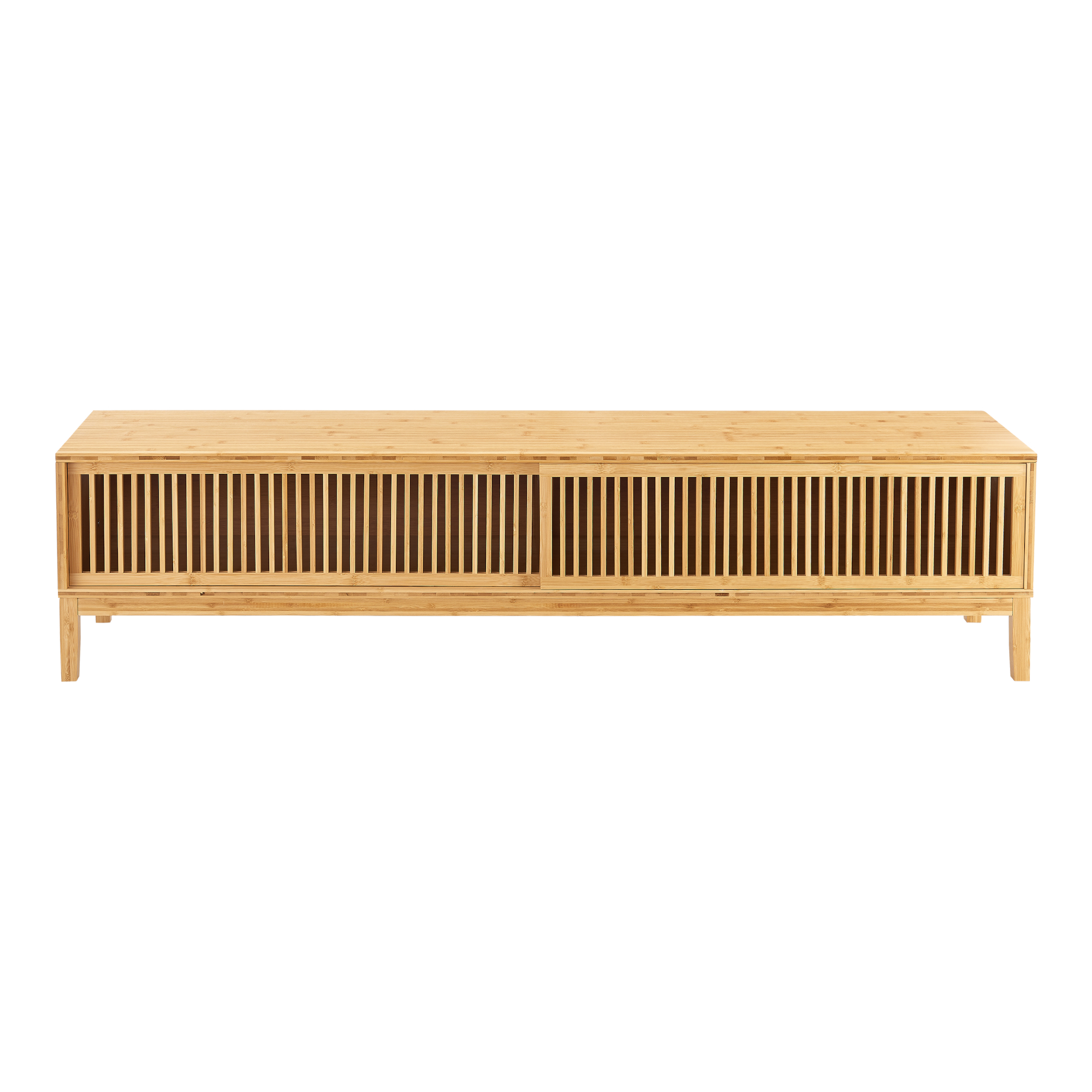 Mesa de tv videbæk com 2 portas de correr em bambu 160 x 40 x 38 cm natural