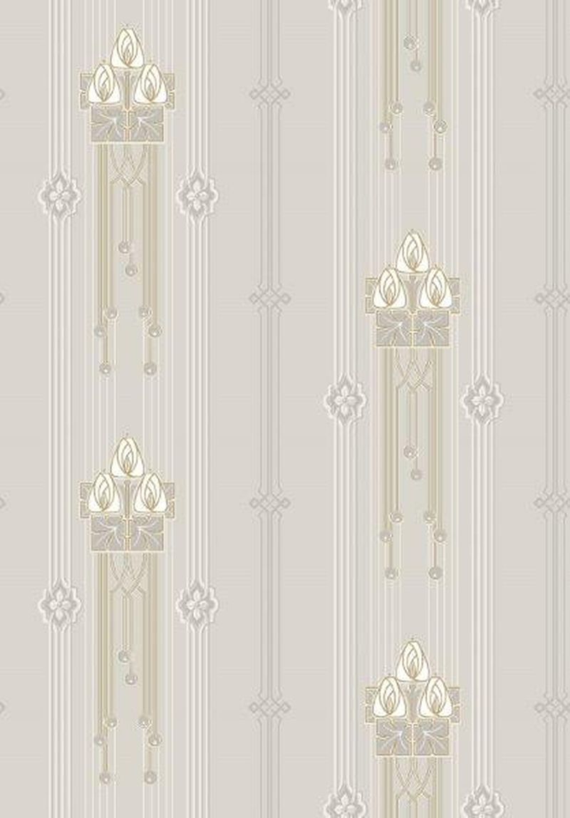 Papel de parede flores vintage em estilo art nouveau begeebranco