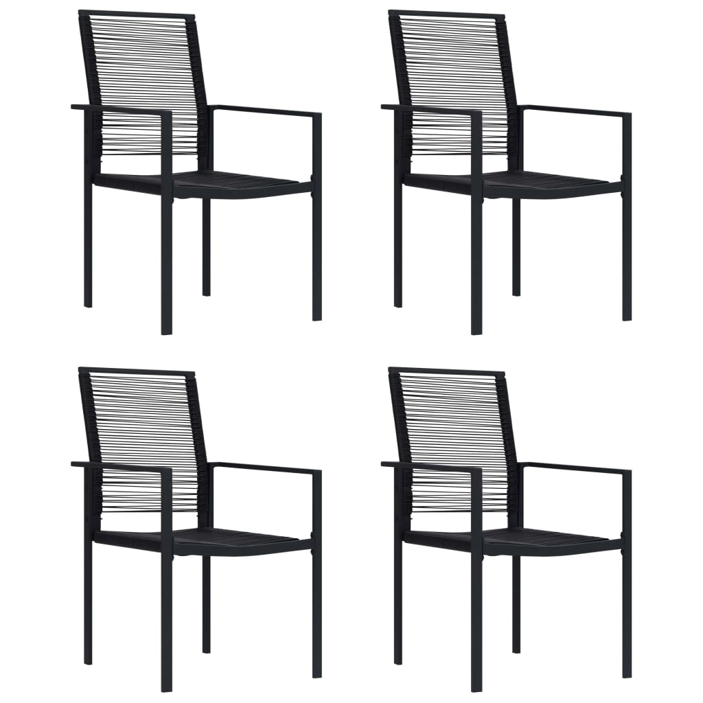 Cadeiras de jardim 4 pcs vime de PVC preto