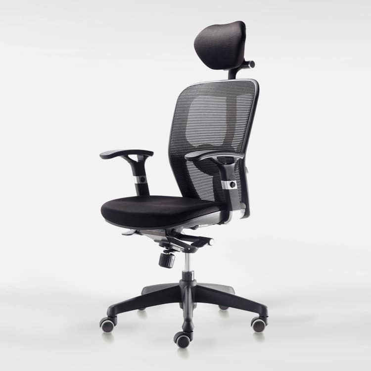 Cadeira ergonômica euromof boston apoio de cabeceira | preto profissional