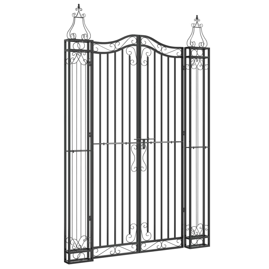 Portão de jardim 121x8x180 cm ferro forjado preto