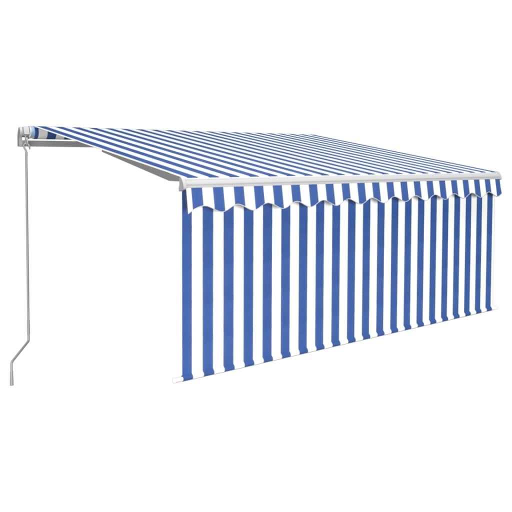 vidaXL toldo retráctil manual con persiana azul y blanco 3x2,5 m