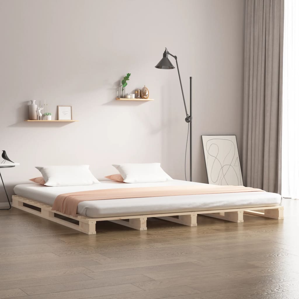 Cama de paletes super king 180x200 cm pinho maciço yht4032