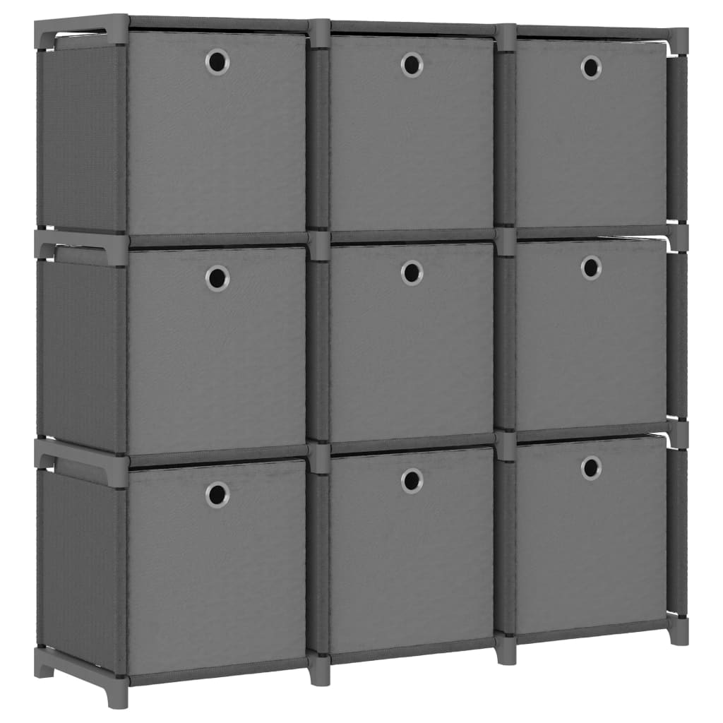 vidaXL estantería de 9 cubos con cajas de tela gris 103x30x107,5 cm