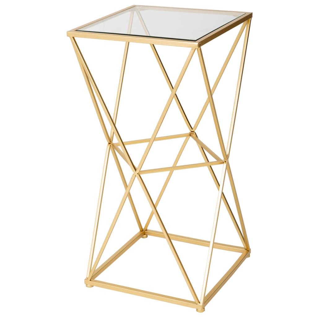 Mesa de apoio em metal com tampo em vidro 35x35x70h cm