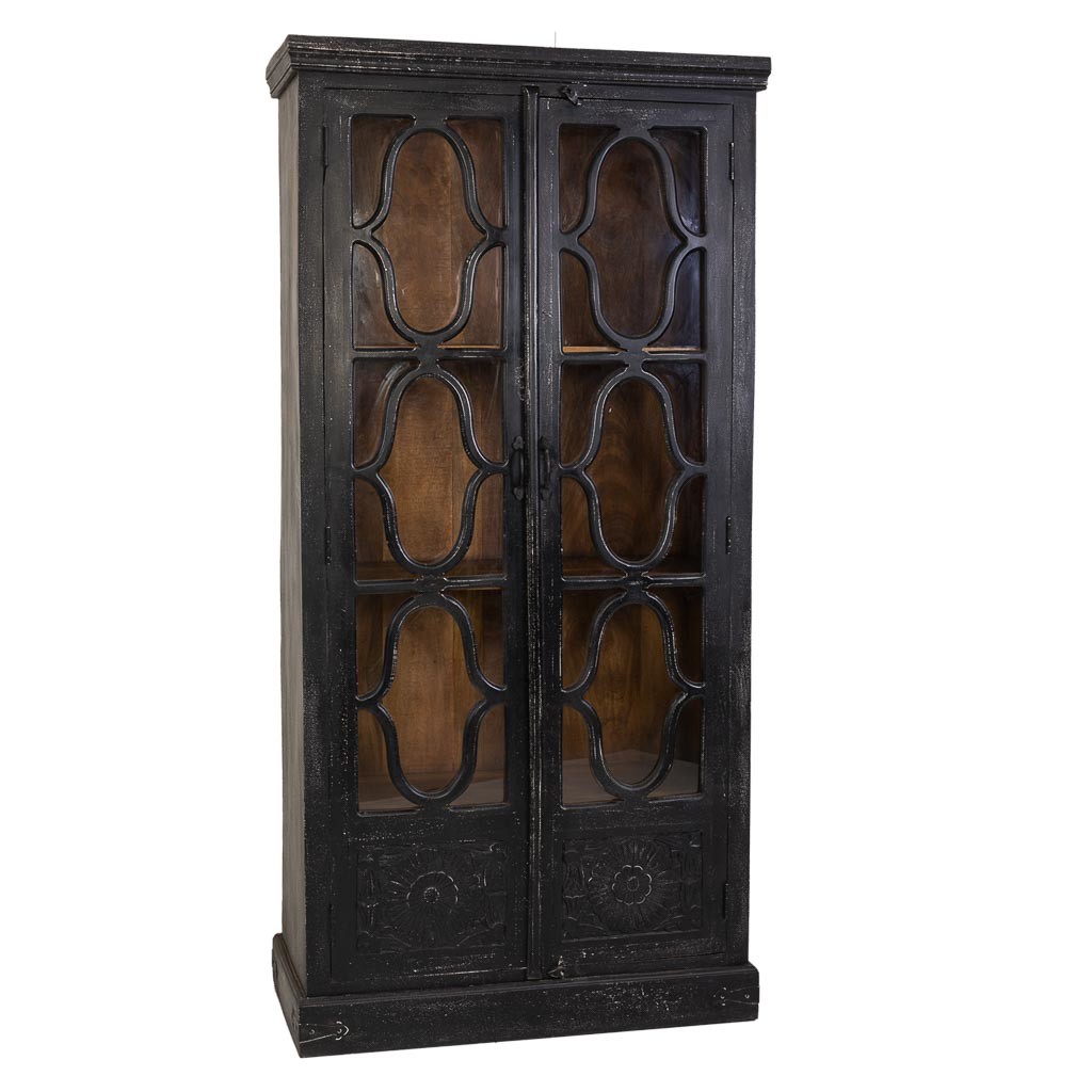 Vitrina de madeira preta 100x45x204