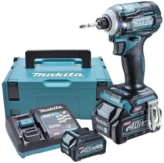 Parafusadeira de impacto 40v xgt 220 nm - Makita - com 2 baterias 2.5ah - c