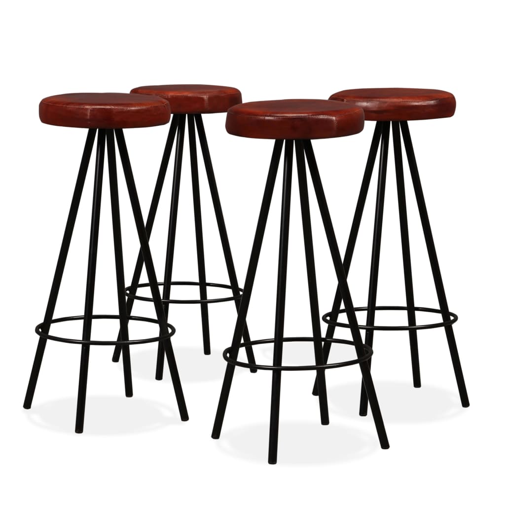 Bancos de bar 4 pcs couro genuíno pt4009