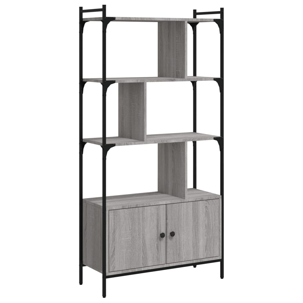 vidaXL estantería con puertas madera gris sonoma 76,5x30x154,5 cm