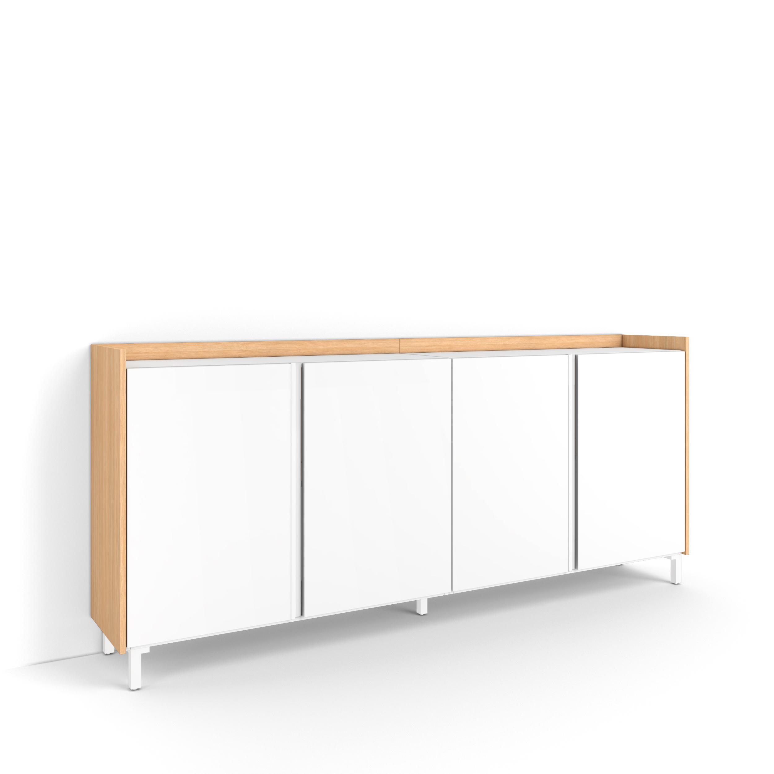 Aparador sala de jantar, 207x35x91cm, branco e carvalho soft rf4536