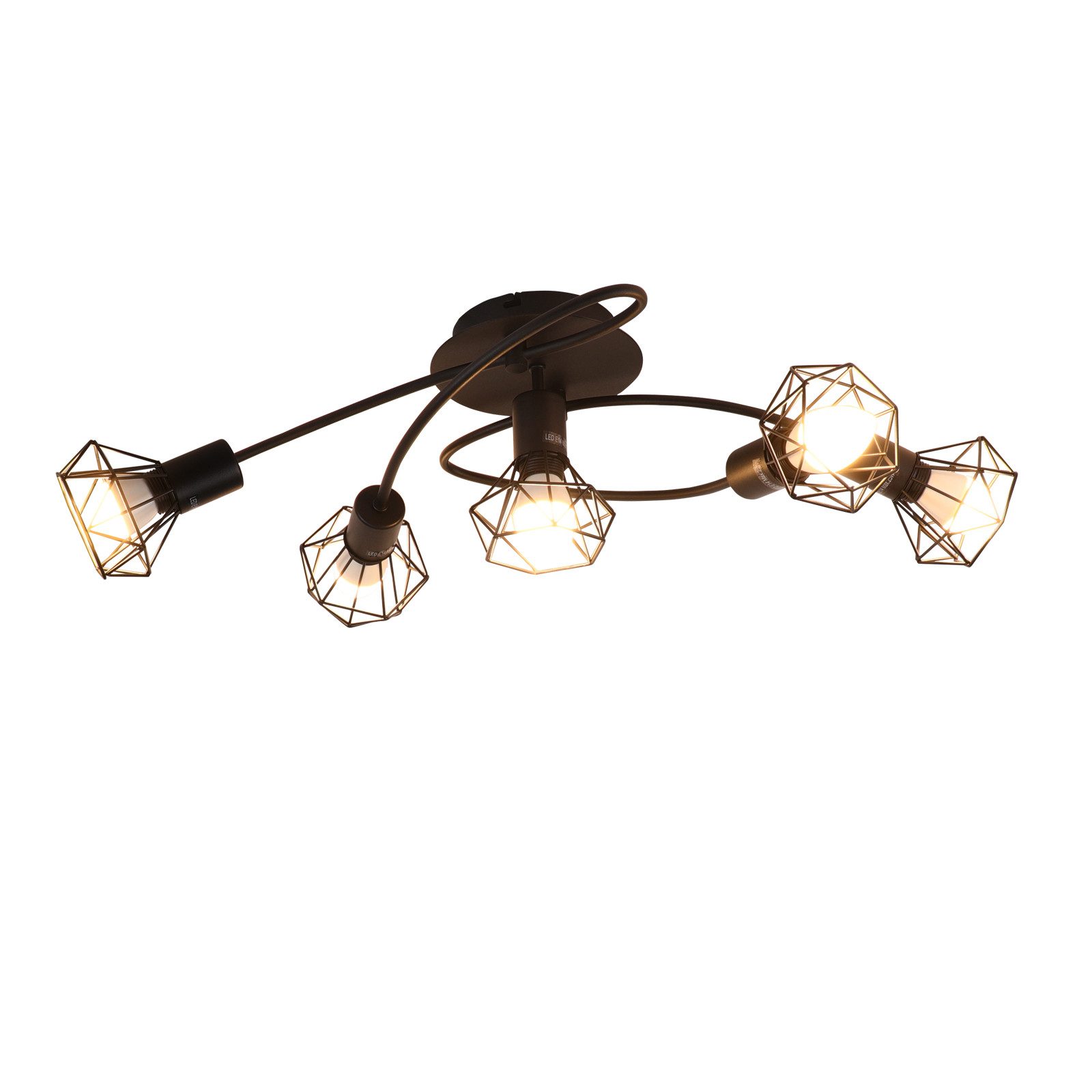 Nettlife LED luz de teto e14 luz de teto preta 5 lâmpadas industriais