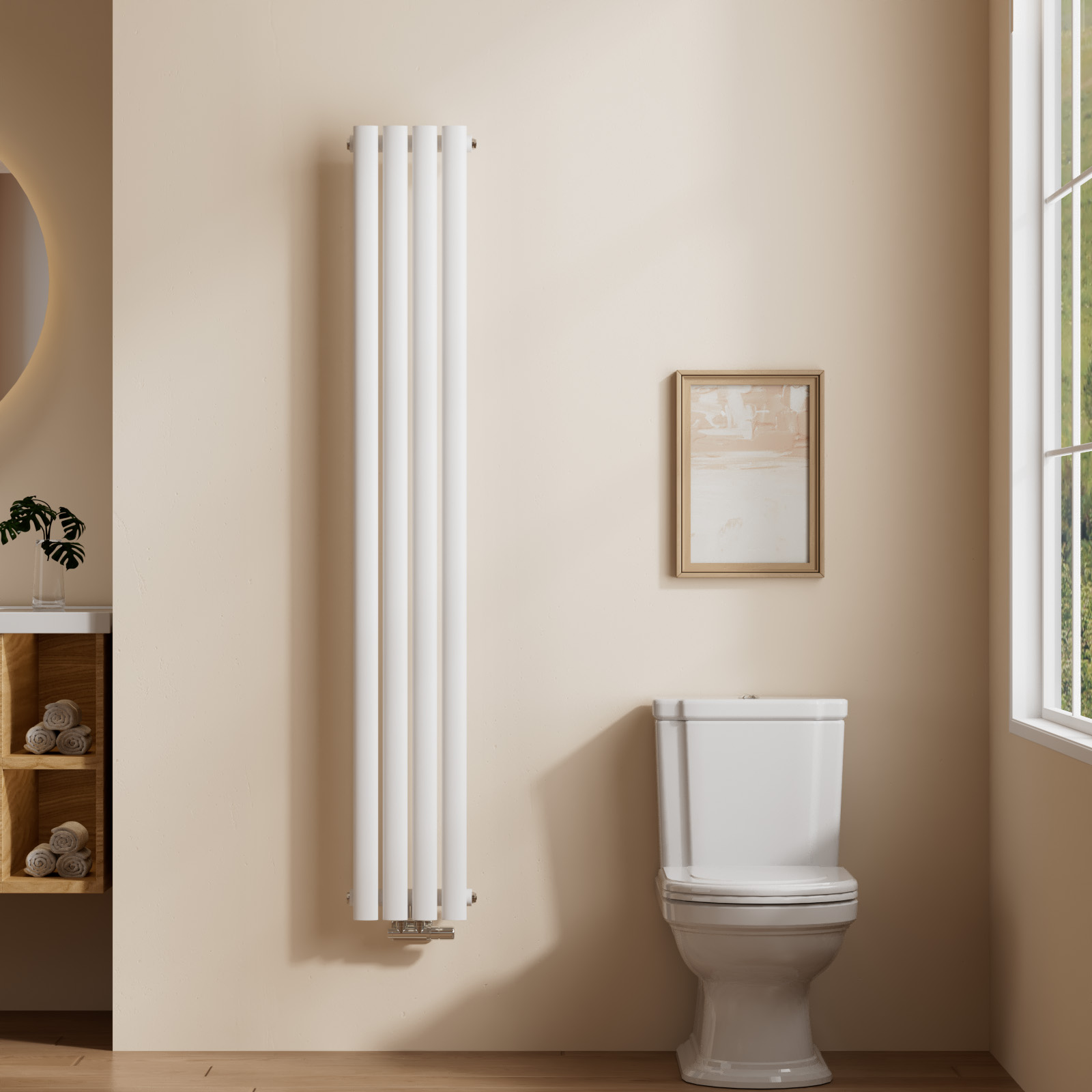 Emke radiador horizontal tubo redondo branco, 160x24 cm, monocamada