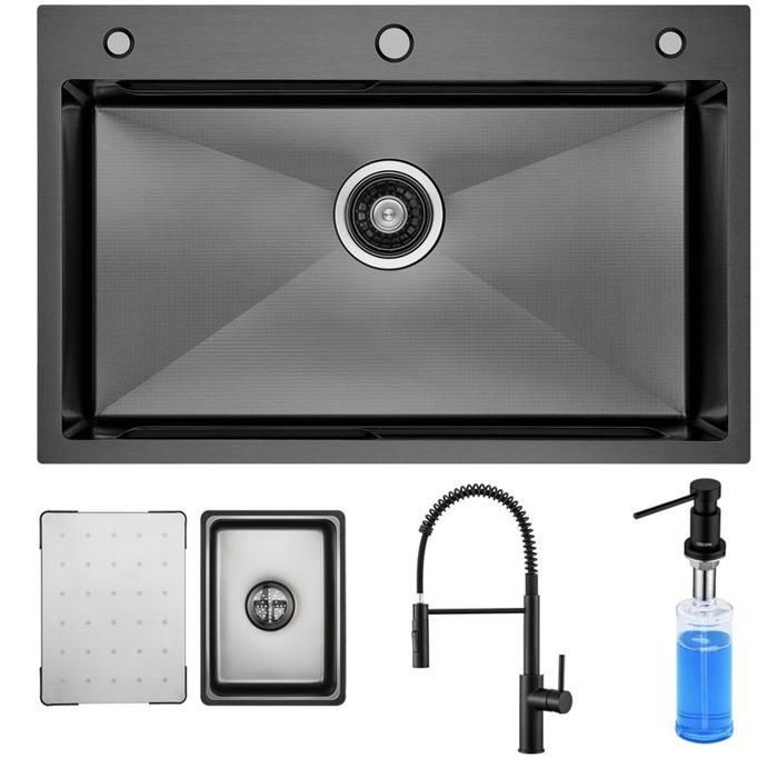 Pia de cozinha - inox - 70x45cm - misturador com mola - dispensador de sabã