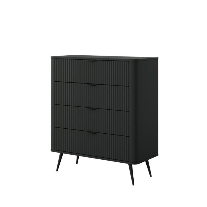 Cômoda - 3xe living - 4 gavetas - preto - 88,2 x 38 x 101,2 cm - pés de aço