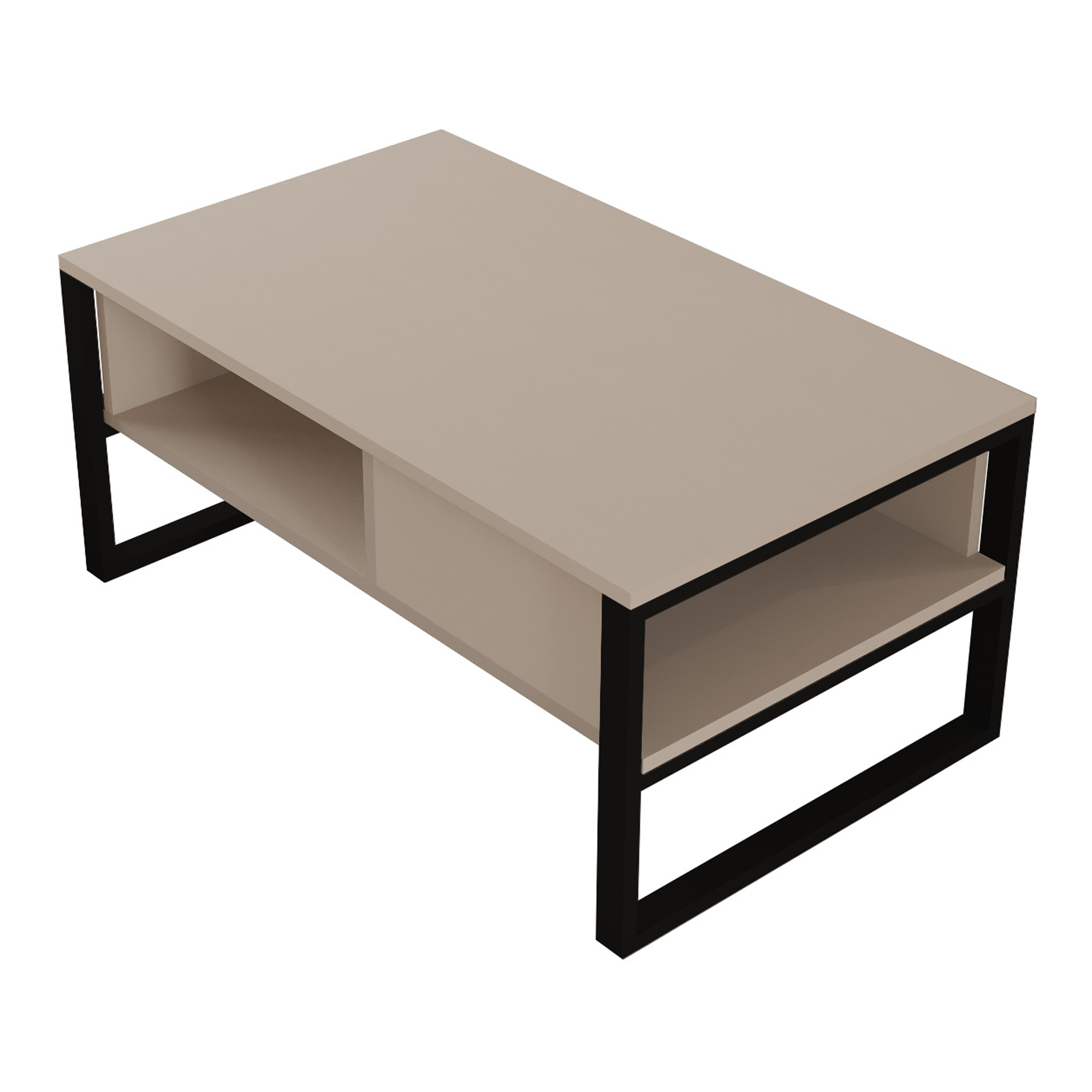 Mesa de centro laukaa retangular metal 100x60x45cm cinzento bege [en.casa]