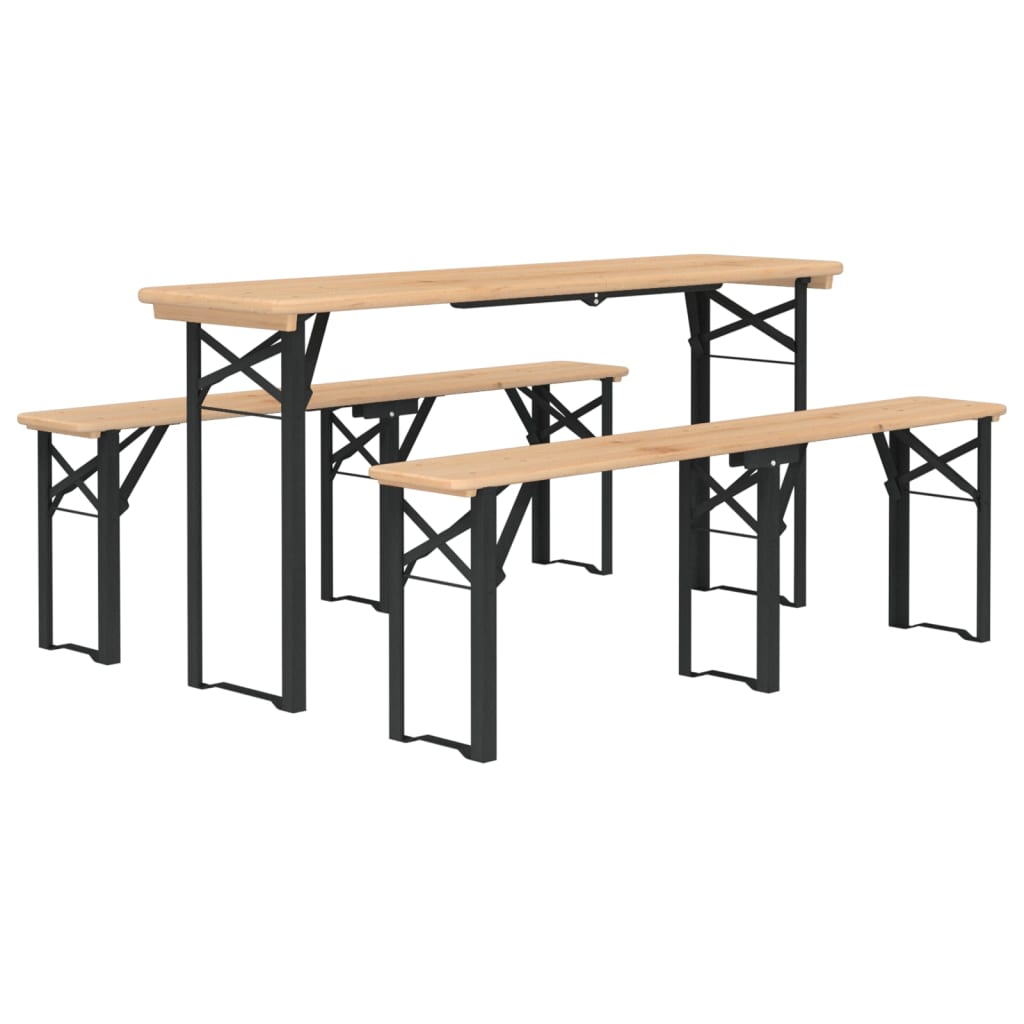 vidaXL mesa y bancos plegables de bar 3 piezas madera maciza de abeto