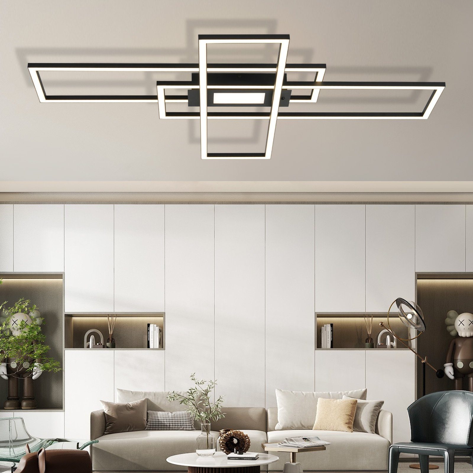 Nettlife LED lâmpada de teto preta lâmpada moderna regulável com controle