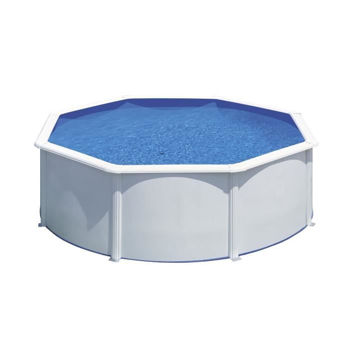 Gre - kit de piscina sin entierro de acero redonda blanca ø370 x 122 cm (en