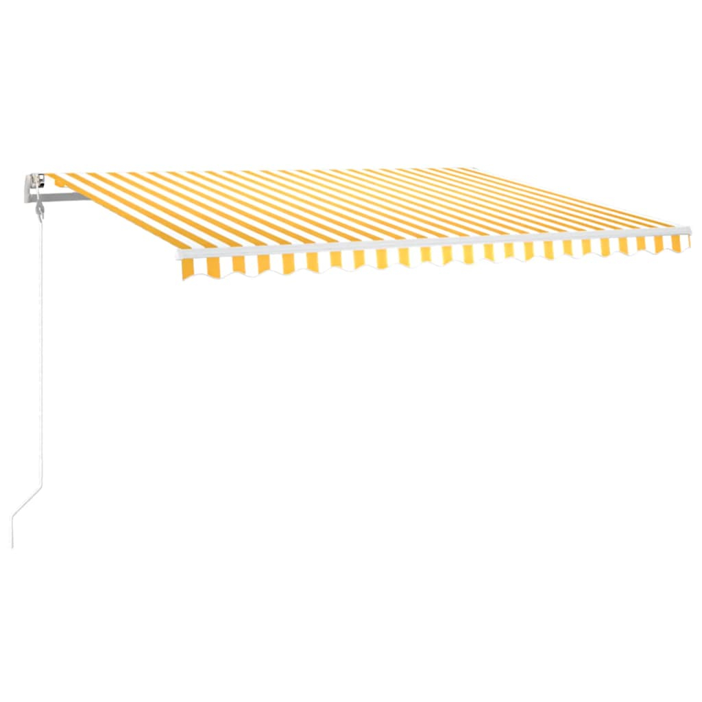 Toldo autom. LED e sensor de vento 400x300 cm amarelo/branco