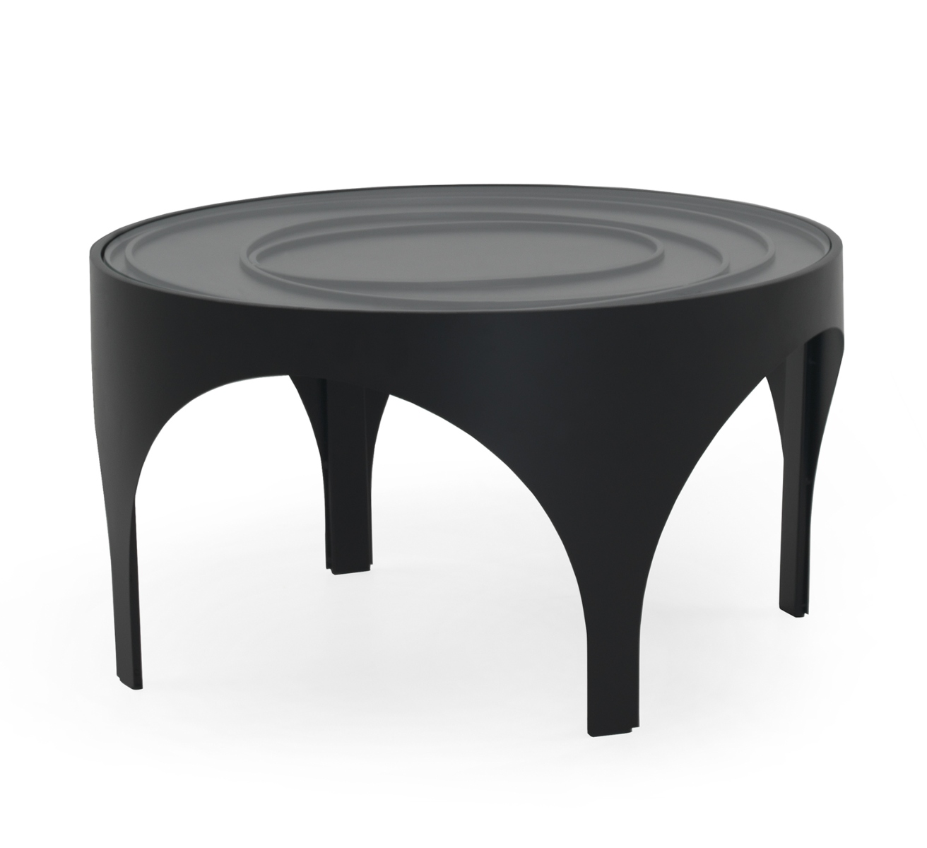 Mesa de centro em metal preto com tampo de vidro, 70x70x38cm