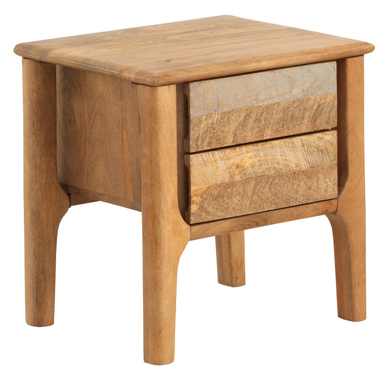 Mesa de cabeceira com 2 gavetas, madeira maciça de mangueira, c, 50x40x50cm