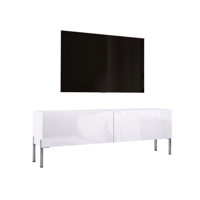 Móvel tv moderno - 140x32x52 cm - branco mate