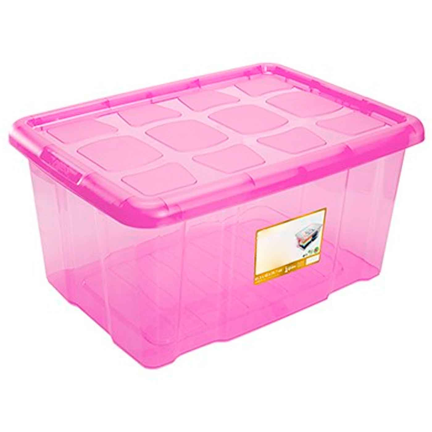Caixa organizadora com tampa, 60 l, rosa, 29,7 x 61,5 x 45 cm