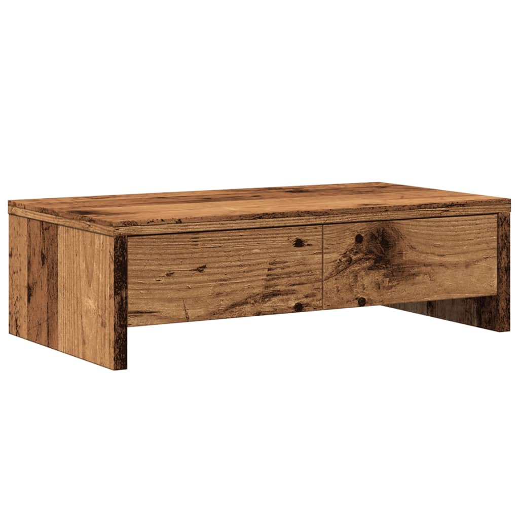 Suporte de monitor mesa móvel para escritório com gavetas madeira velha mad