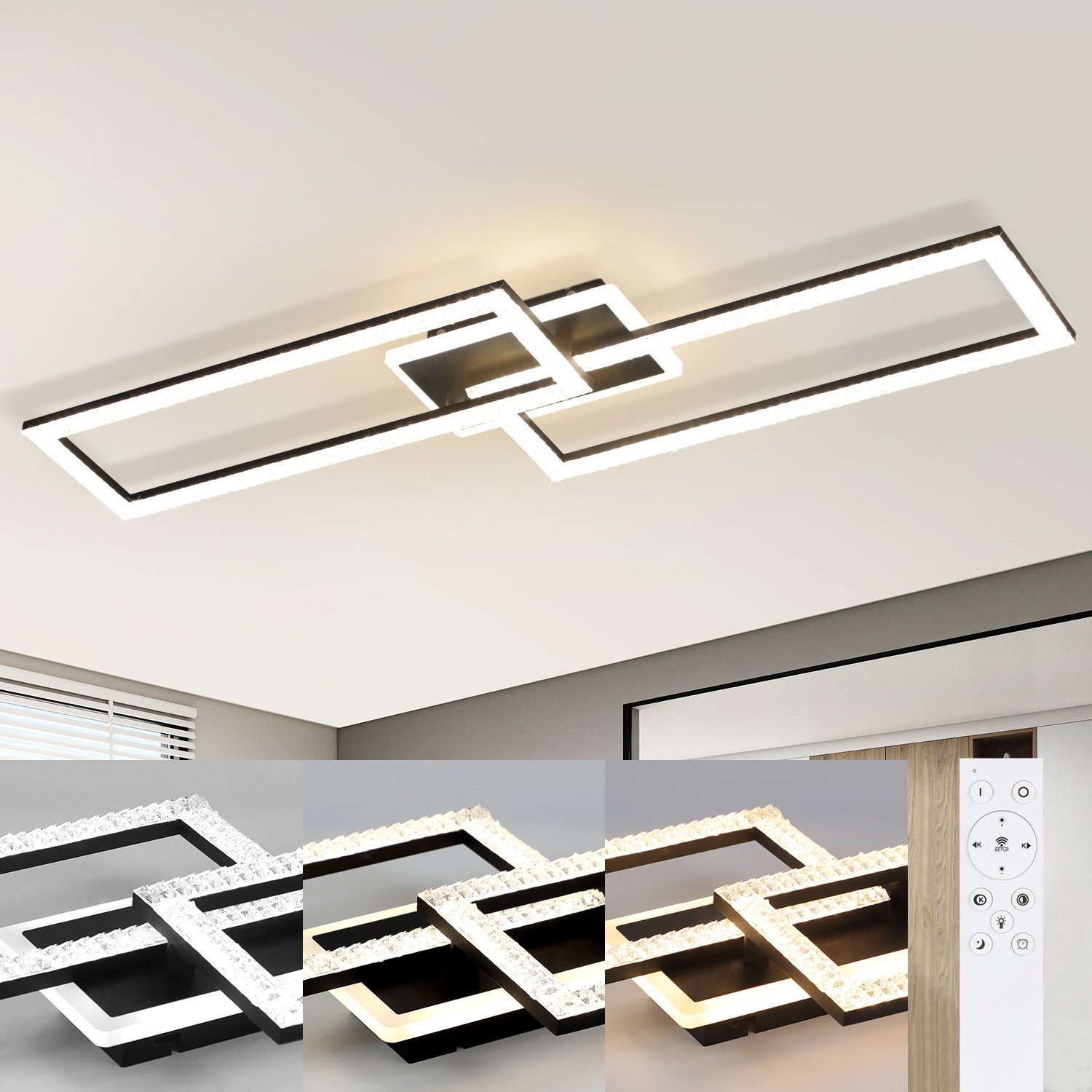 Plafon LED regulável nettlife design moderno 56w preto