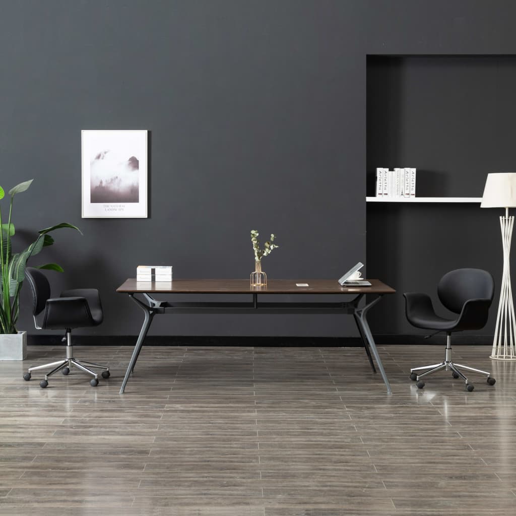 Cadeira de escritório giratória couro artificial preto wf967032