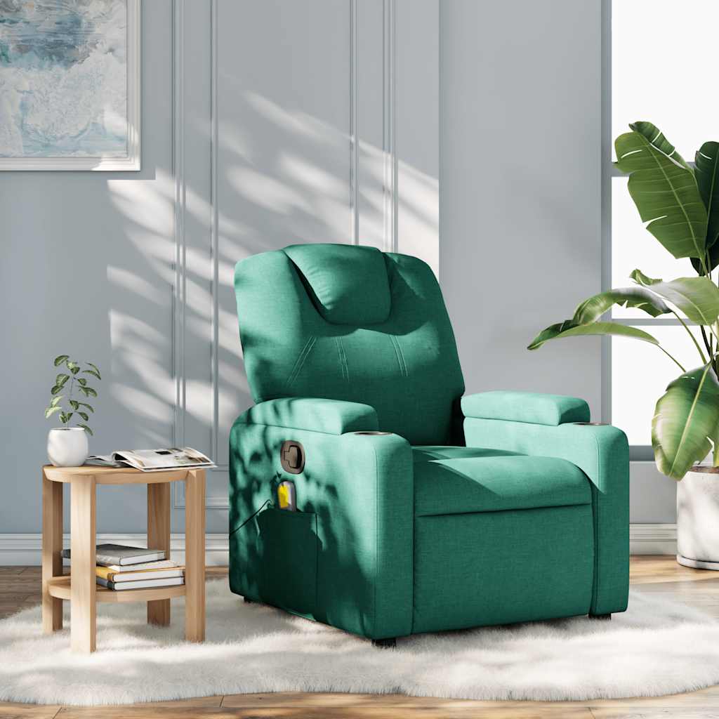 Poltrona de massagens reclinável tecido verde-escuro ewg7011