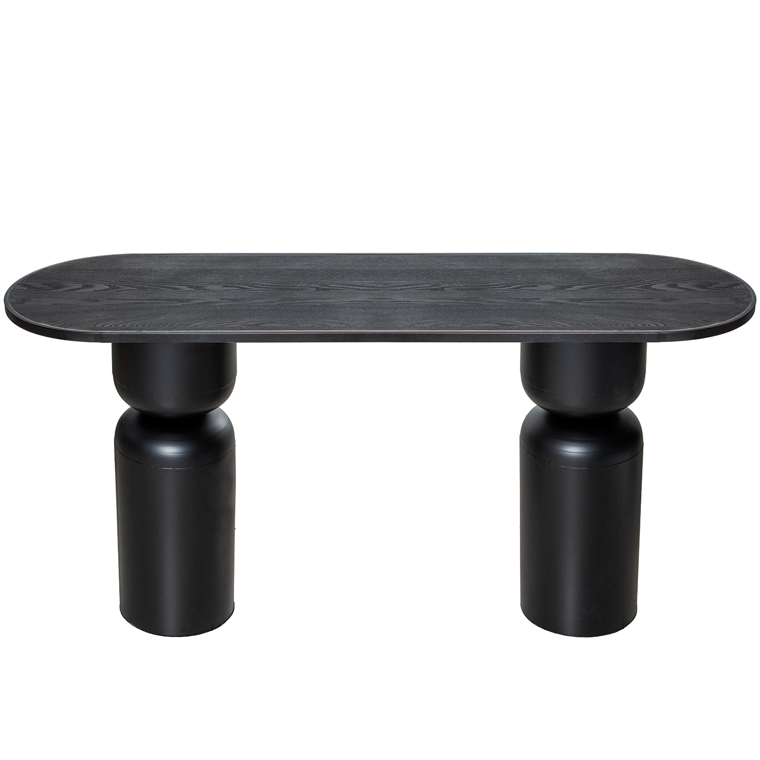Mesa de entrada em madeira mdf com pés de metal preto.