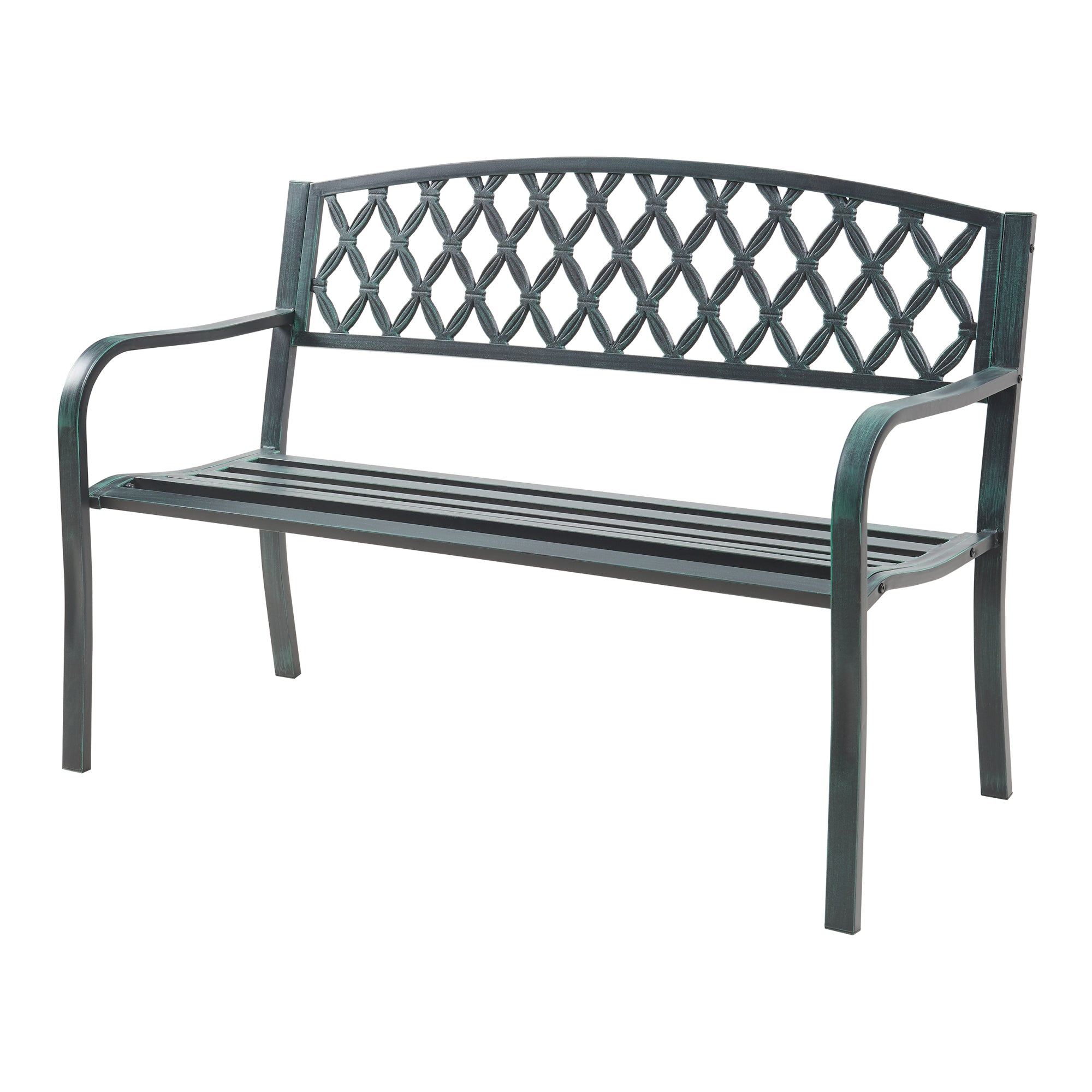 Banco de jardim - helloshop26 - 127x53,5x88 cm - aço cinza escuro - pátina