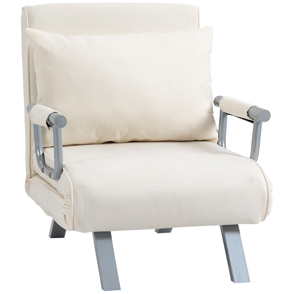 Sofá cama individual 65x69x80 cm aço, espuma color beige Homcom