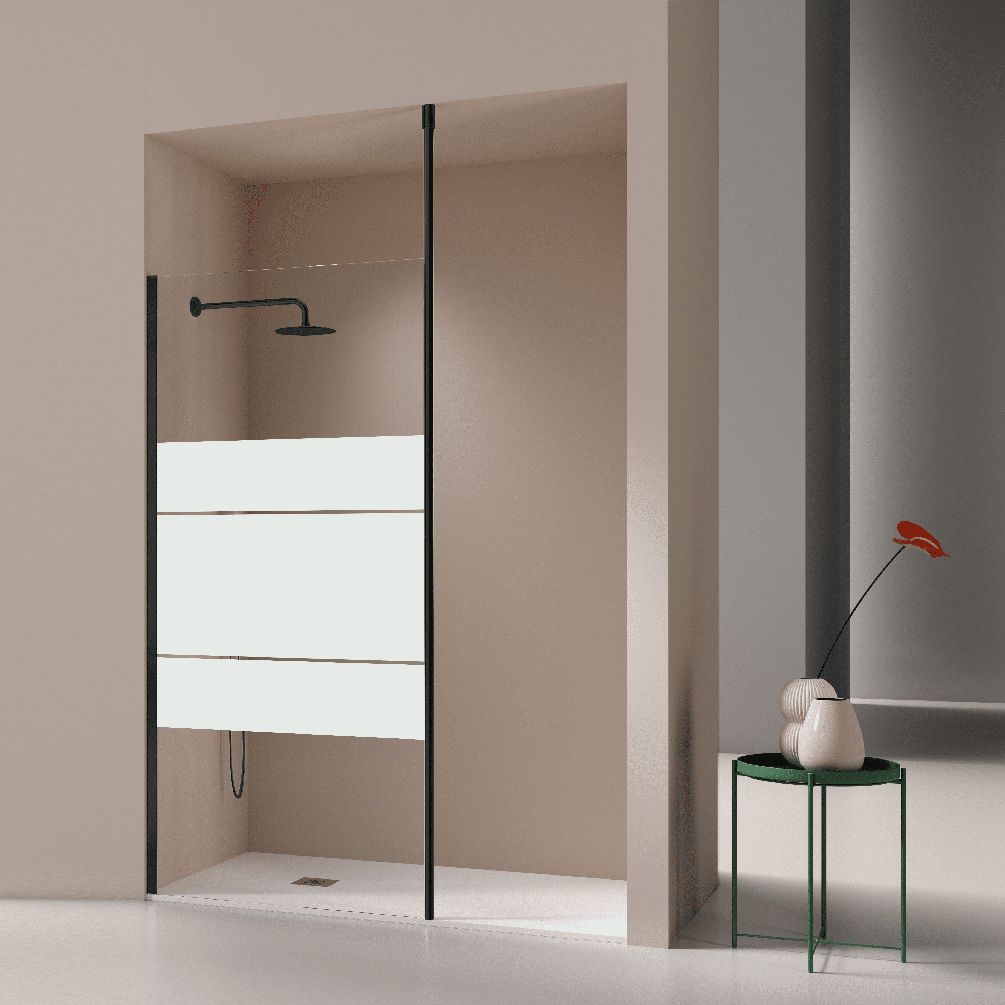 Panel fijo de ducha fresh levante negro 80-81 cm con decorado