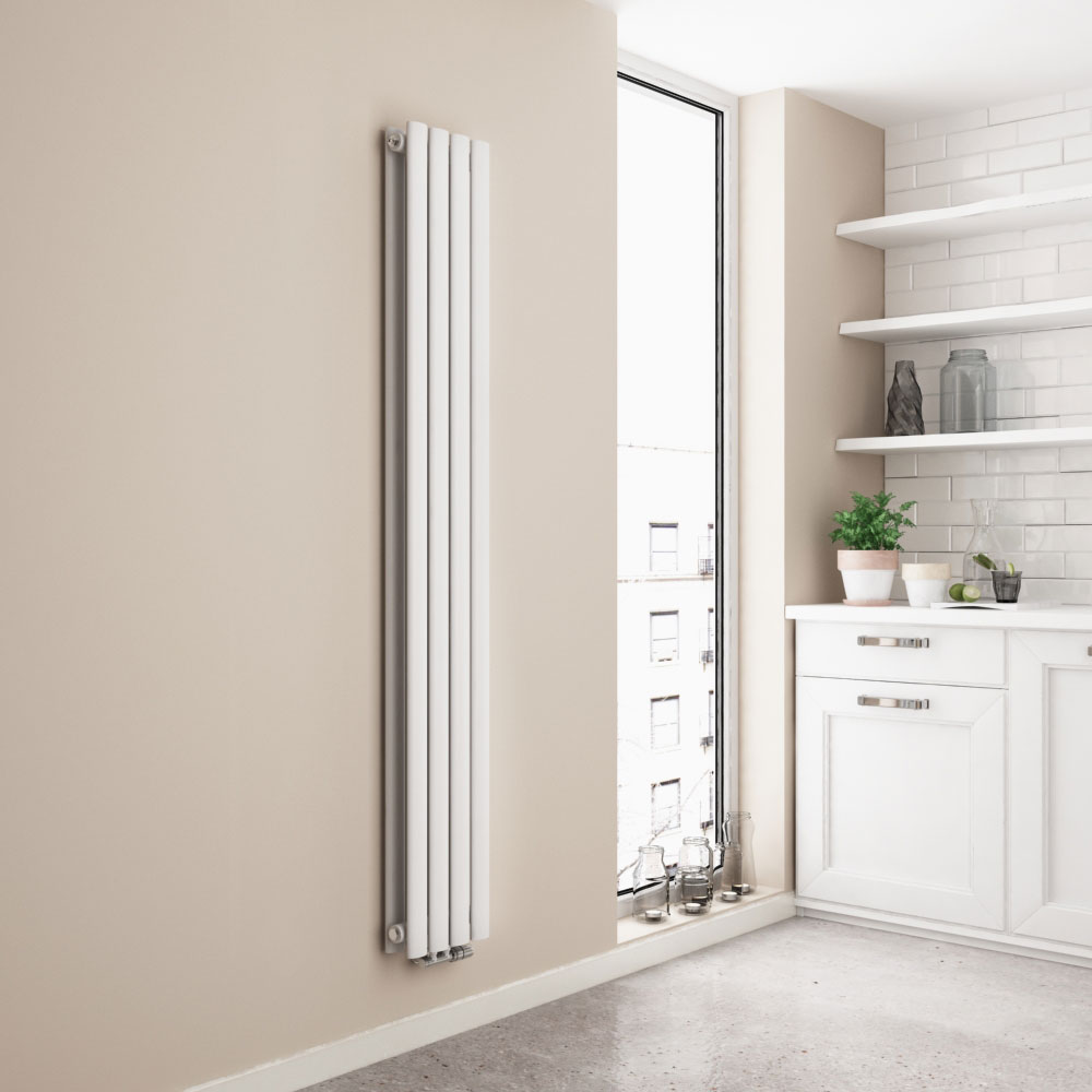 Emke radiador tubo redondo horizontal branco 160x24 cm, dupla camada