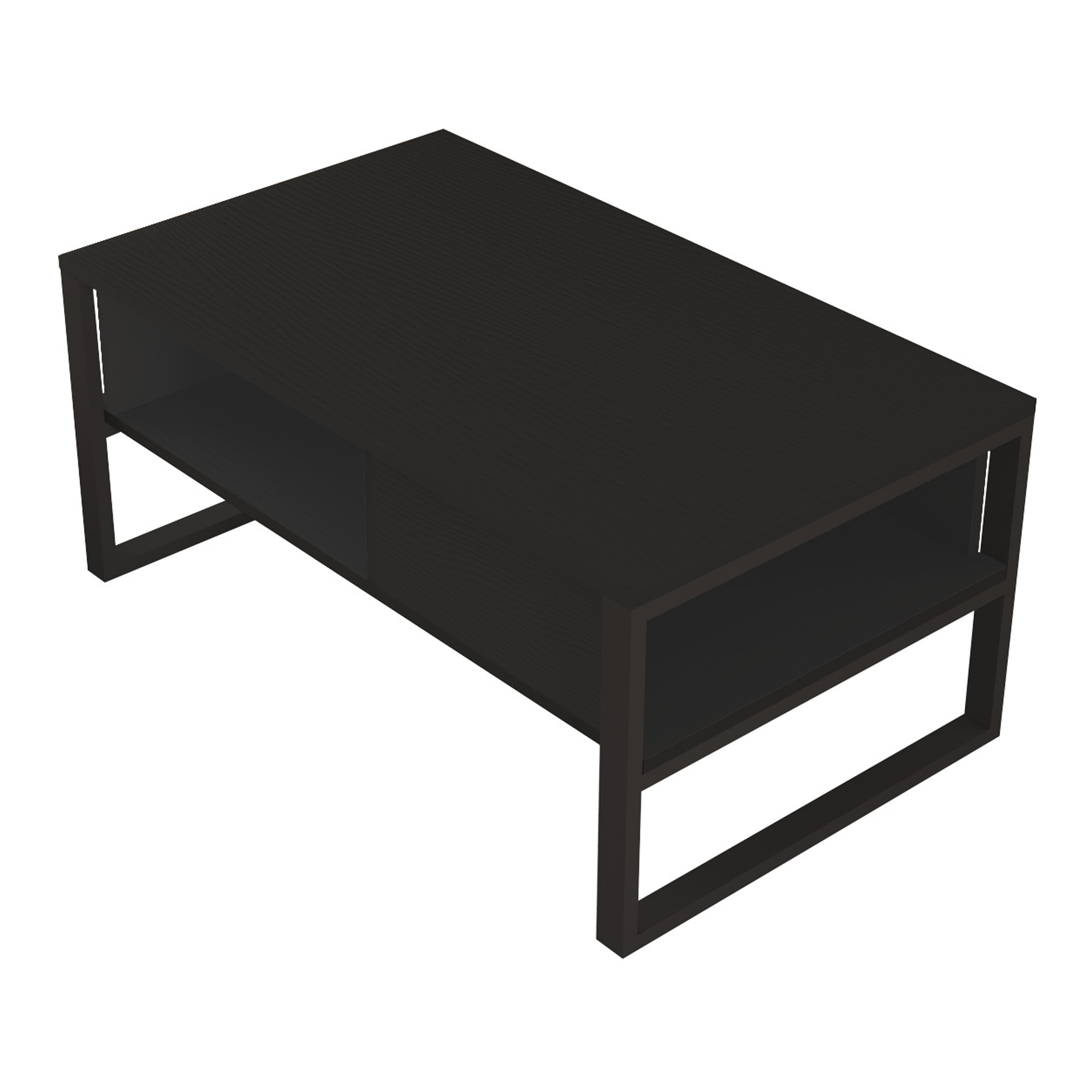 Mesa de centro laukaa retangular metal 100x60x45cm preto [en.casa]