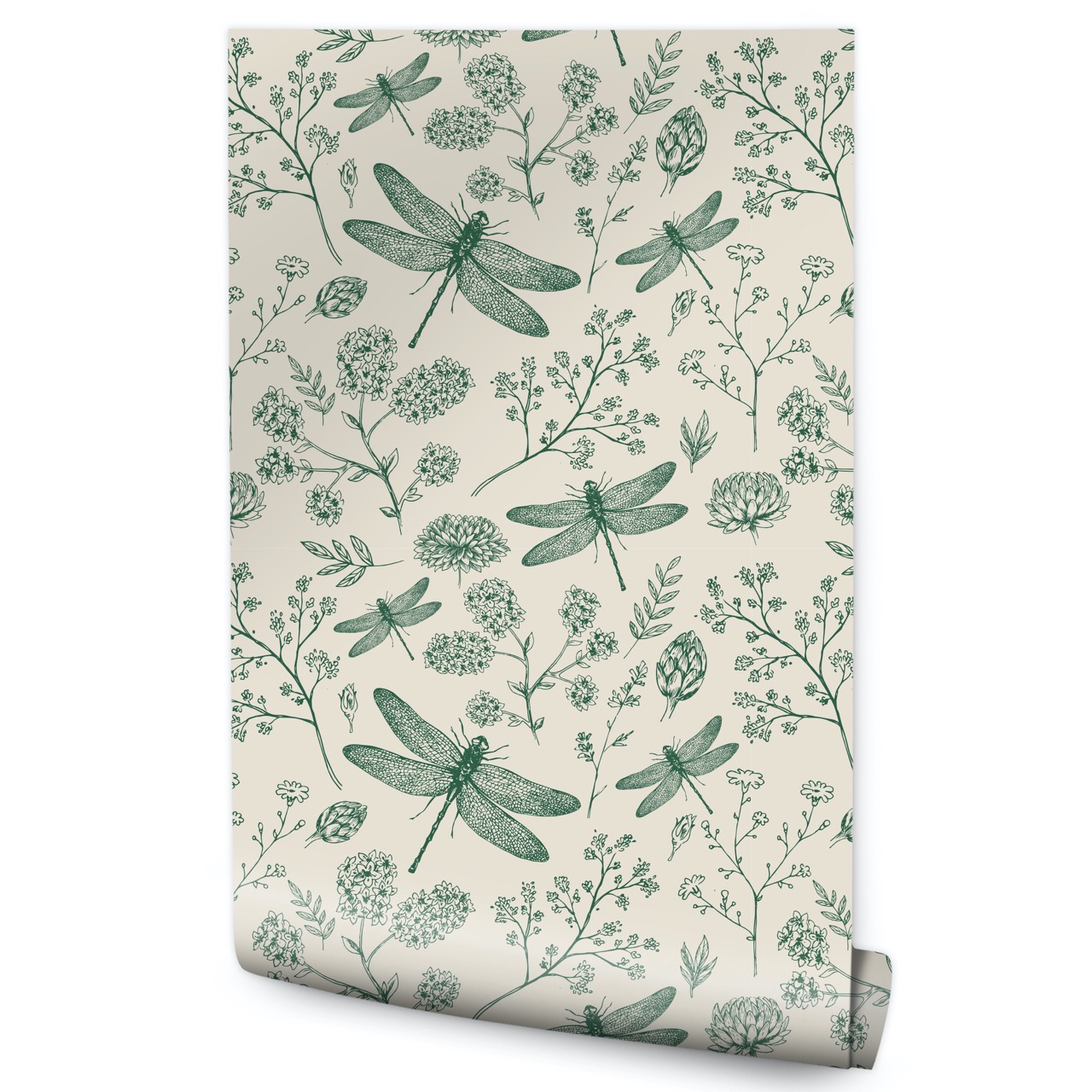 Papel de parede decoração moderna flores folhas quarto
