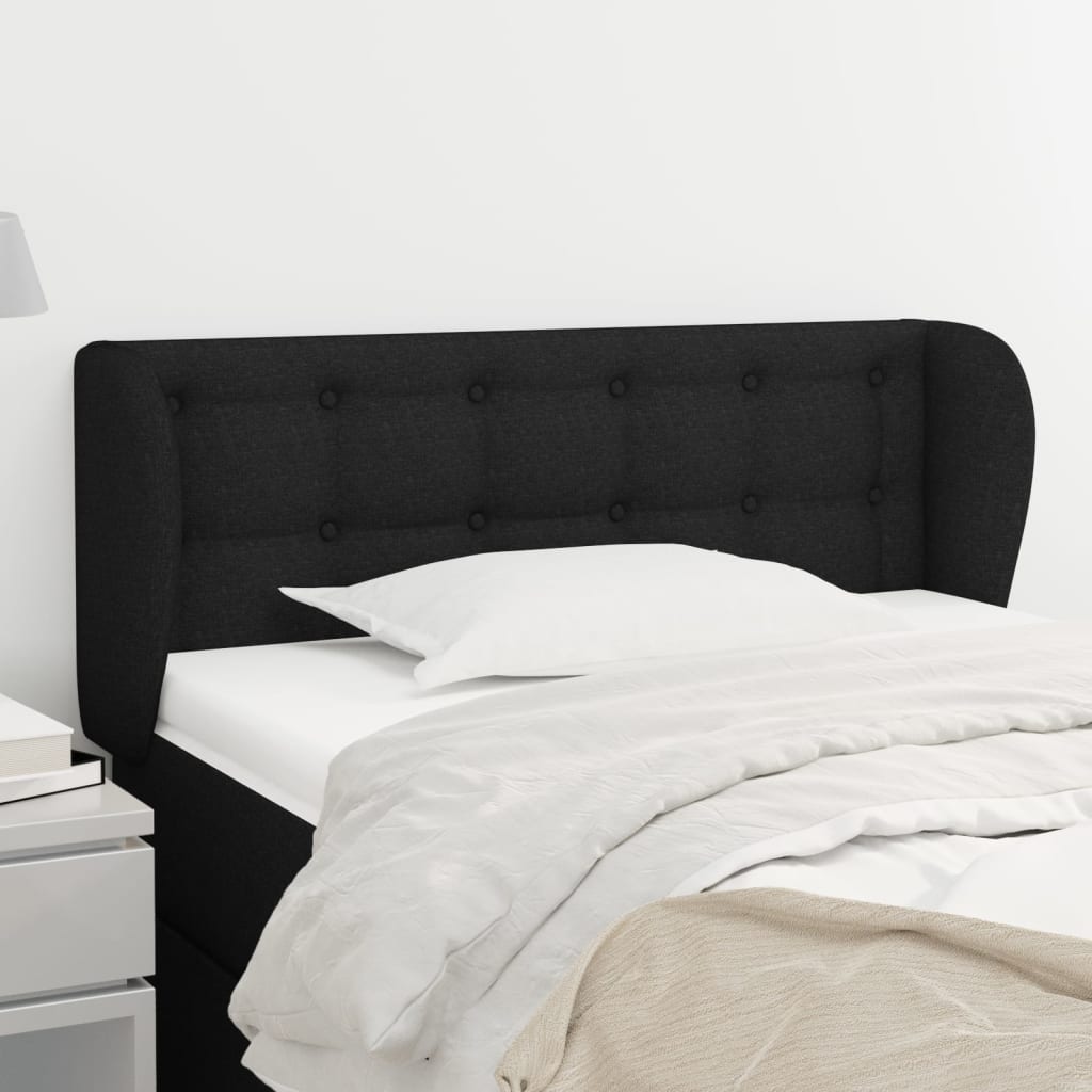 Cabeceira de cama c/ abas tecido 83x23x78/88 cm preto ptob5618