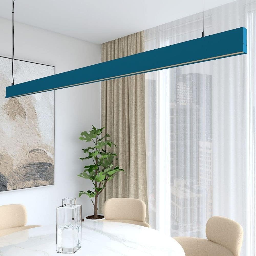 Lâmpada pendente linear azul 1m - luz quente 2700k - regulável em altura